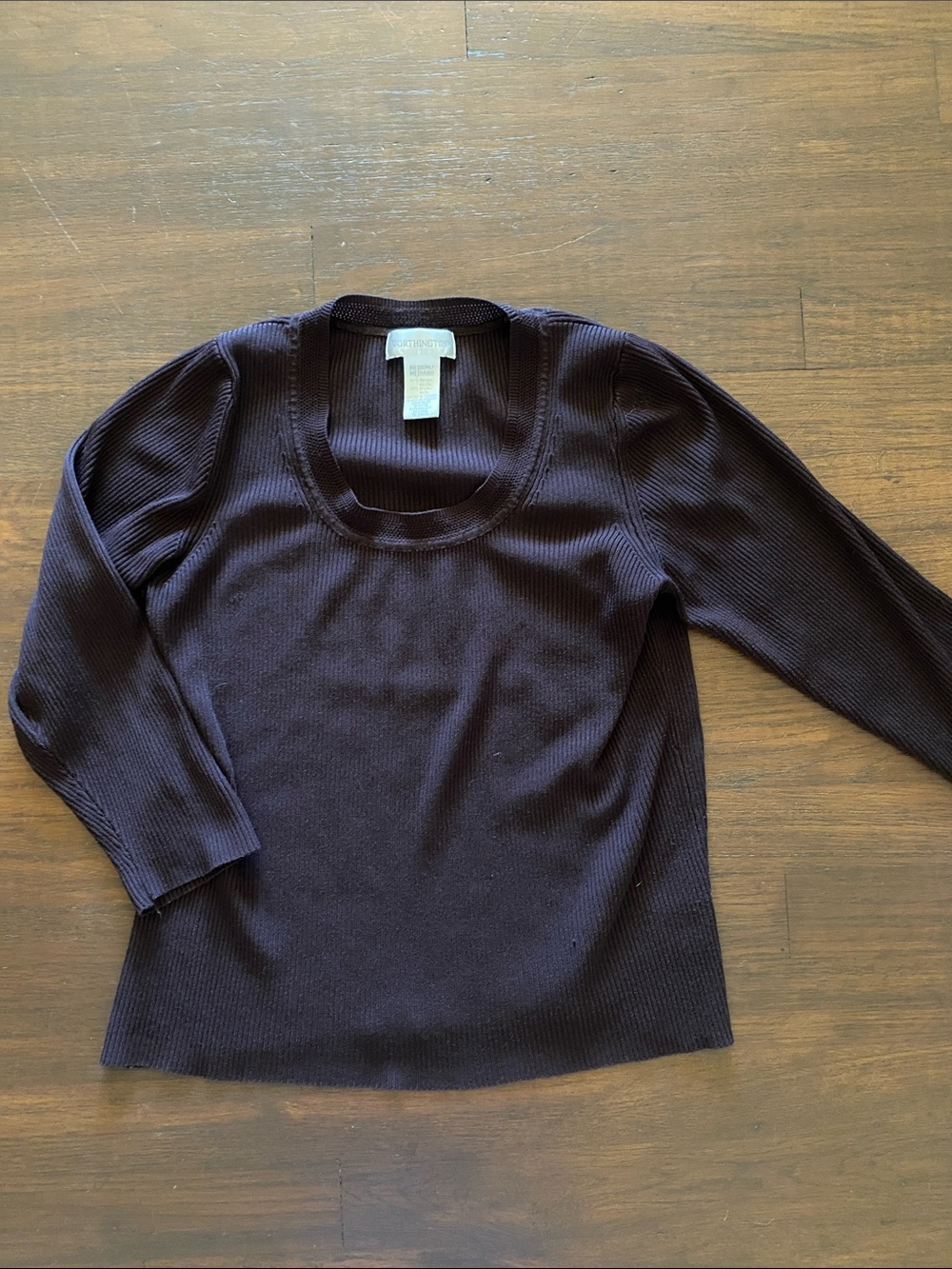 Rich brown- Scoop Neck Ribbed Knit Top
